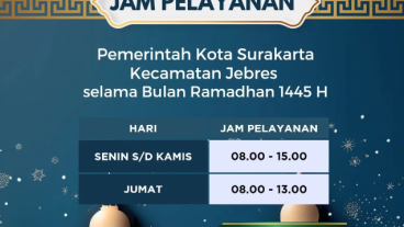 Jam Pelayanan Kecamatan Jebres selama Bulan Ramadhan 1445H